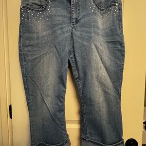 New York & Company Blue Ankle Cropped Jeans